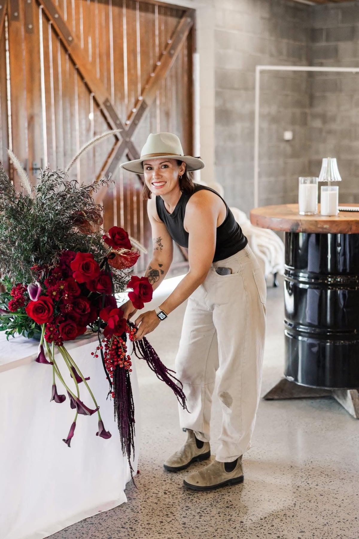 The Salty Lime Co team preparing floral styling for an event