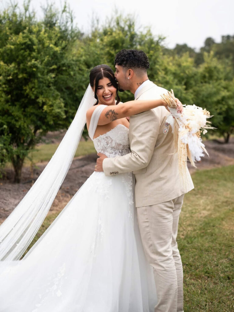 Wedding couple portrait in the gardens at The Salty Lime Co